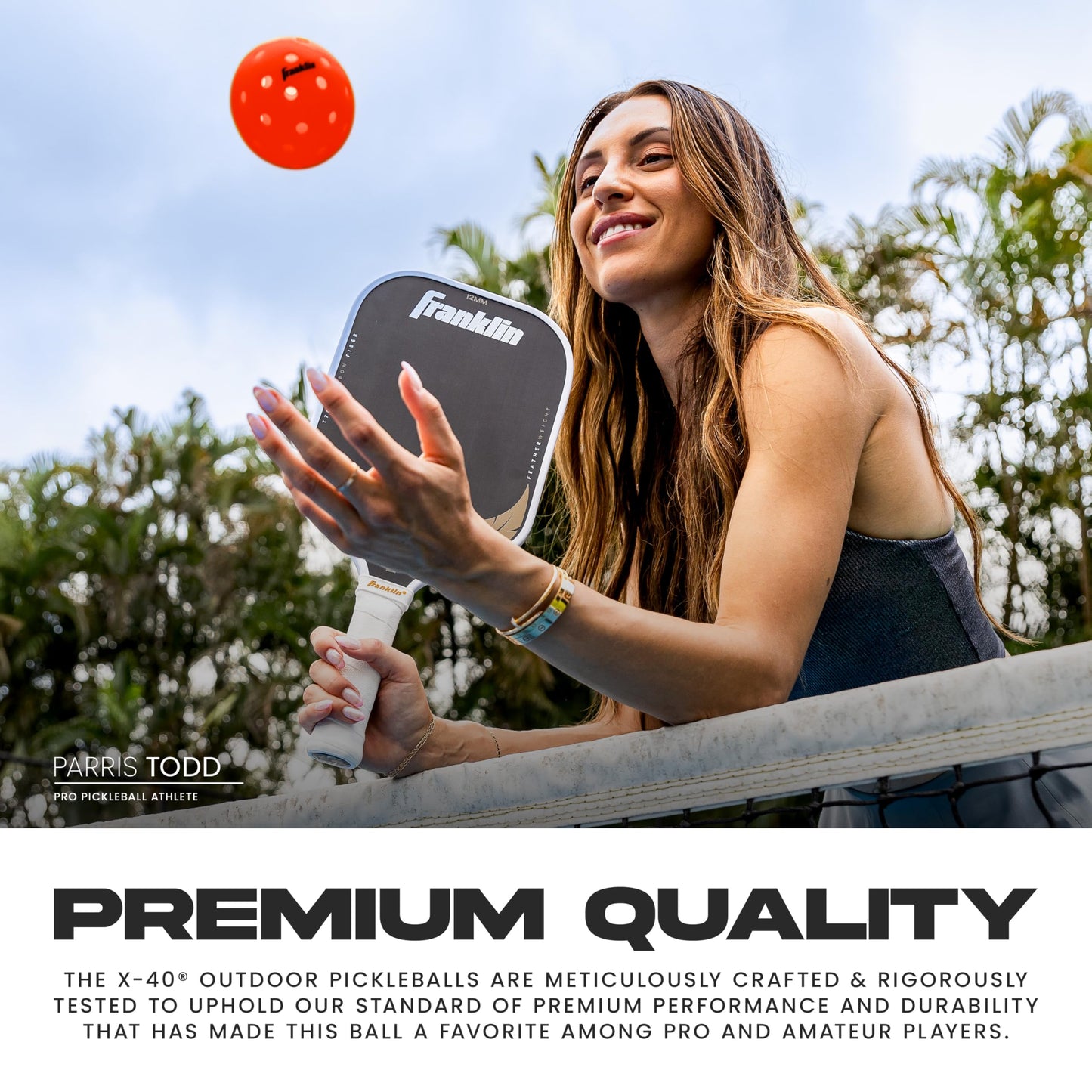 Franklin Sports X-40 Pickleballs - Outdoor Pickleballs - 100 Pack Bulk - USA Pickleball Approved - Ember - Official Ball of US Open Pickleball Championships