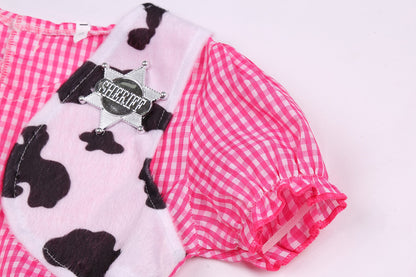 Ekoropshop Cowgirl Costume for girls West Cowgirl Halloween Outfit Dress with Pink Cowboy Hat-L