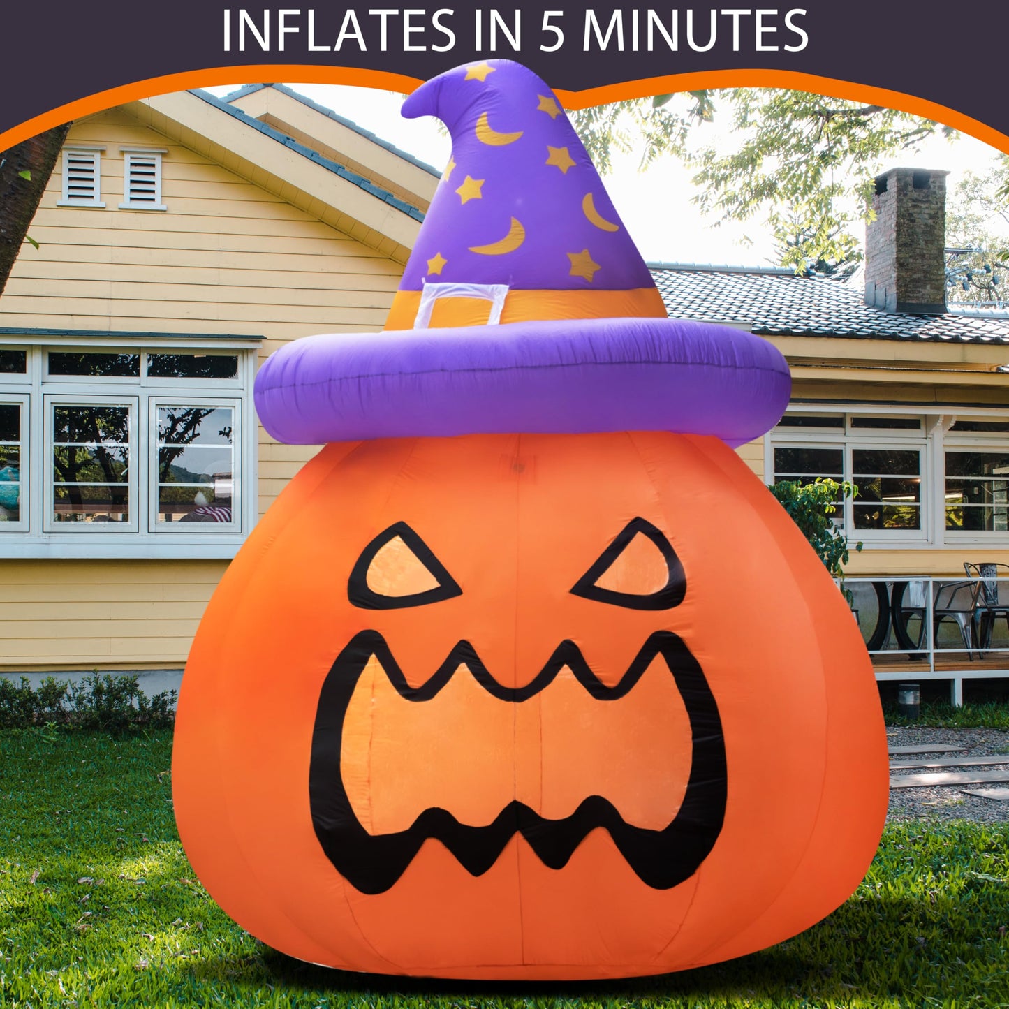 New 10FT Giant Halloween Inflatables Large Pumpkin with Interior Space for Play Blowup Yard Decor with LED Lights Lighted Lawn Outdoor Game Holiday Decorations