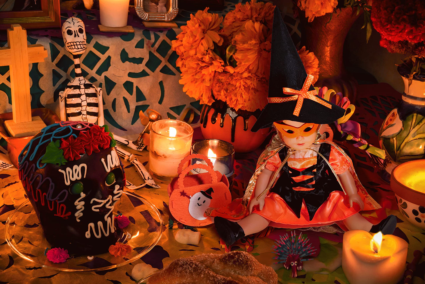 WONDOLL Halloween-Doll-Clothes Outfits Pumpkin with Lantern for 18-inch-Dolls - American Doll Halloween Costumes Gifts for Little Girls -Yellow