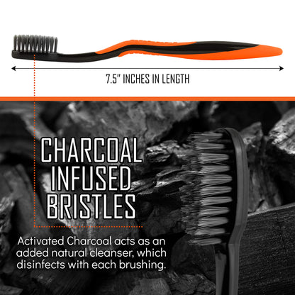 Dental Check 6 Pack Toothbrush, Natural Teeth Whitening Solution, Ultra-Soft Bristles for Dental Care, Angled Bristles for Hard-to-Reach Areas, Clean Away 99% of Plaque & Brighten a Smile (Charcoal)
