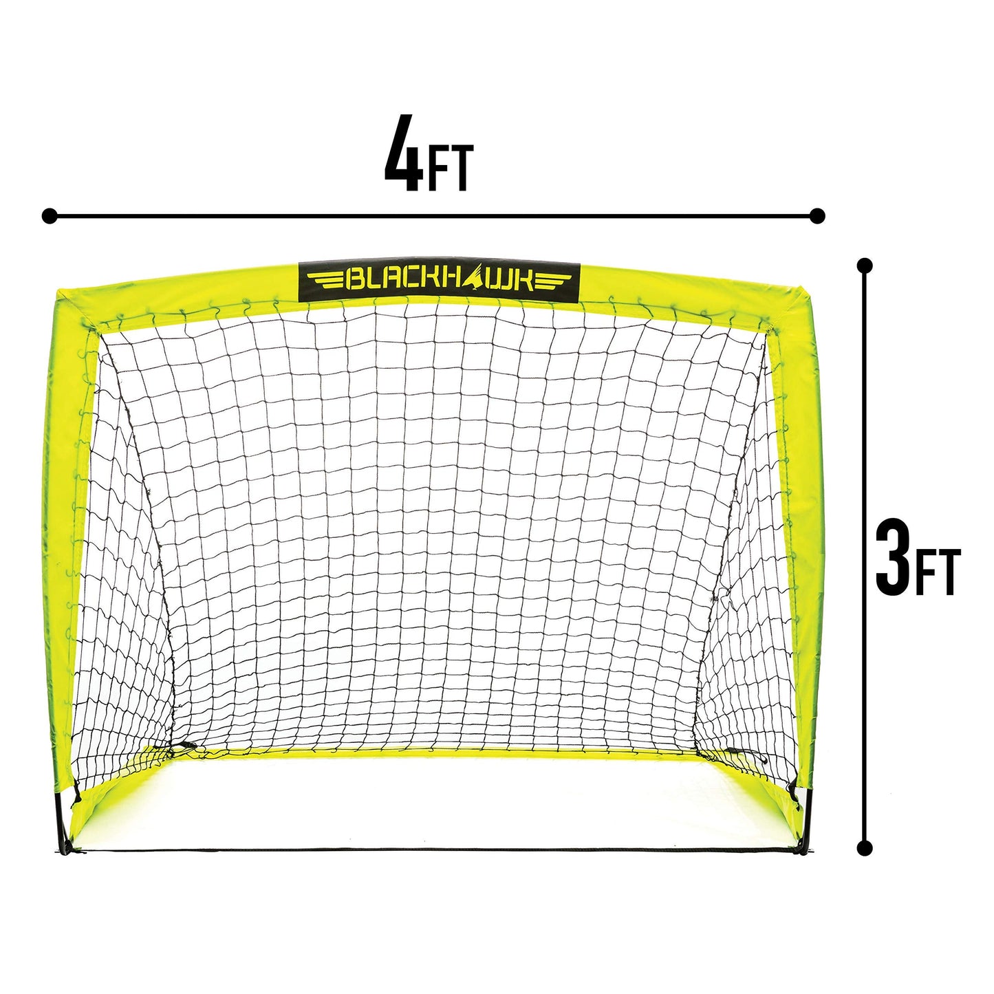 Franklin Sports Blackhawk Backyard Soccer Goal - Portable Kids Soccer Net - Pop Up Folding Indoor + Outdoor Goals - 4' x 3' - Optic Yellow
