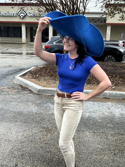 FUNSTITUTION Cowboy Hat - Giant Foam Hat - Oversized Cowboy Hat - Red - For Adults and Kids - Hilarious Hat - Large - Polyurethane Foam - All Ages