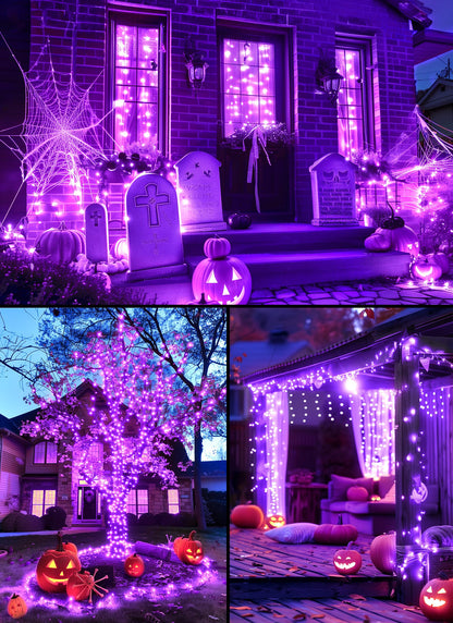 Halloween-Lights-Indoor, 100 LED 39 FT Purple Mini String Light Twinkle Lights USB with Remote & Adapter, Waterproof Tree Lights for Haunted House Window Holiday Party Xmas Christmas Decorations