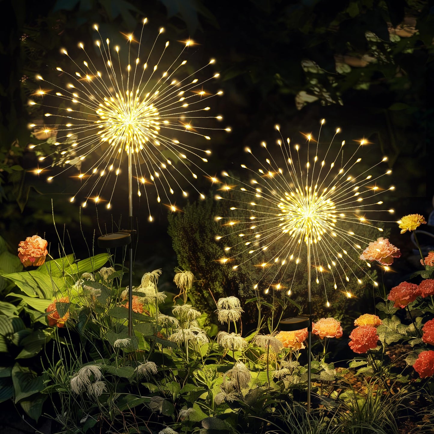 GIGALUMI Garden Outdoor Decor Lights 120LED 2Pack, Solar Garden Lights for Yard Outside Fairy Decorative,Solar Powered for Yard Pathway Flowerbed Planter Balcony Patio Decor Christmas（Warm White）