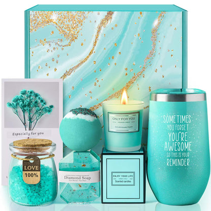 Gifts for Mom, Women, Wife, Girlfriend, Sister, Best Friend, Her - Unique Mothers Day, Birthday, Valentines, Christmas Gifts - Gardenia Inspirational Self Care Spa Gift Basket Set, Thank You Gifts