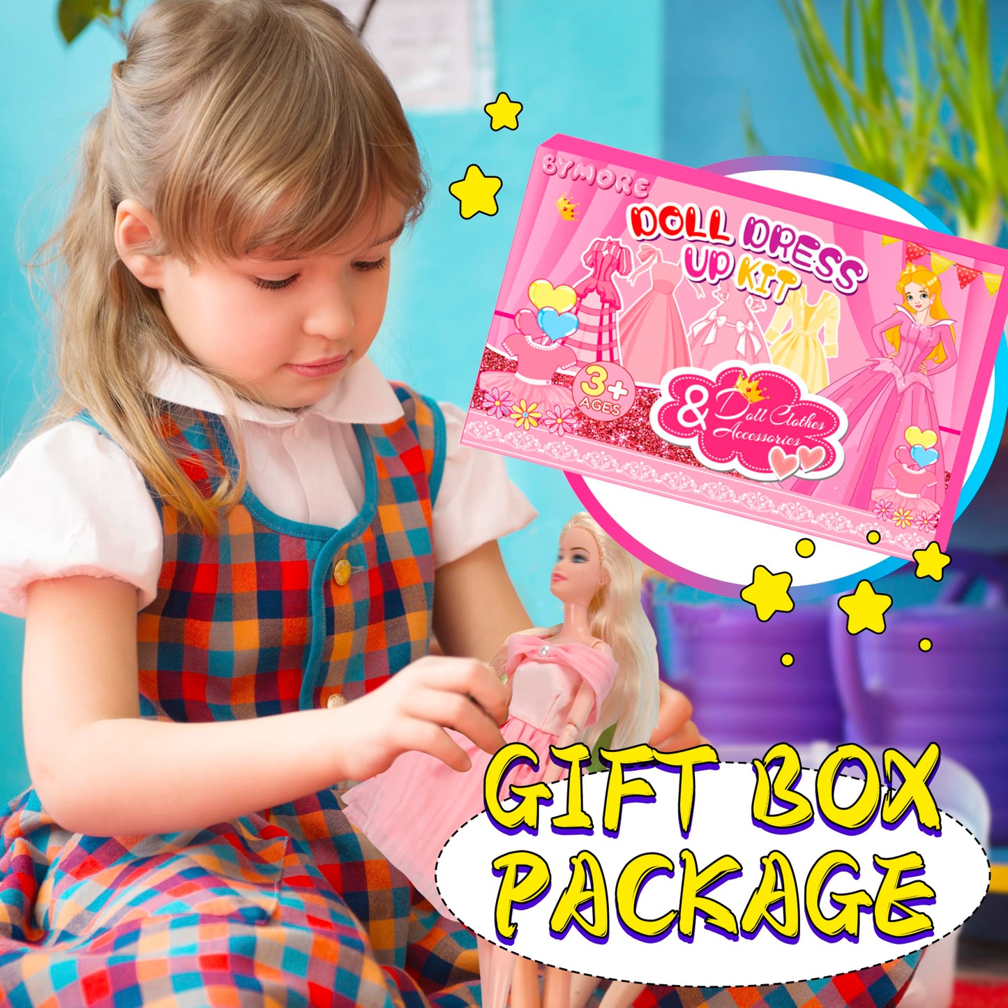 130 Pcs Doll Clothes and Accessories Kit, Including 4 Princess Gowns 8 Fashion Dresses 3 Tops 3 Pants 2 Bikini Swimsuits 20 Shoes 20 Accessories and Hangers for 11"-12" Dolls