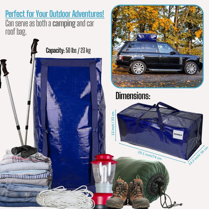 VENO 4 Pack Moving Bags w/Backpack Straps, Heavy Duty, Moving Boxes Alternative, Packing Supplies, Large Storage Totes for Dorm Room Essentials with Zipper for Clothes (Blue, 4 Pack)