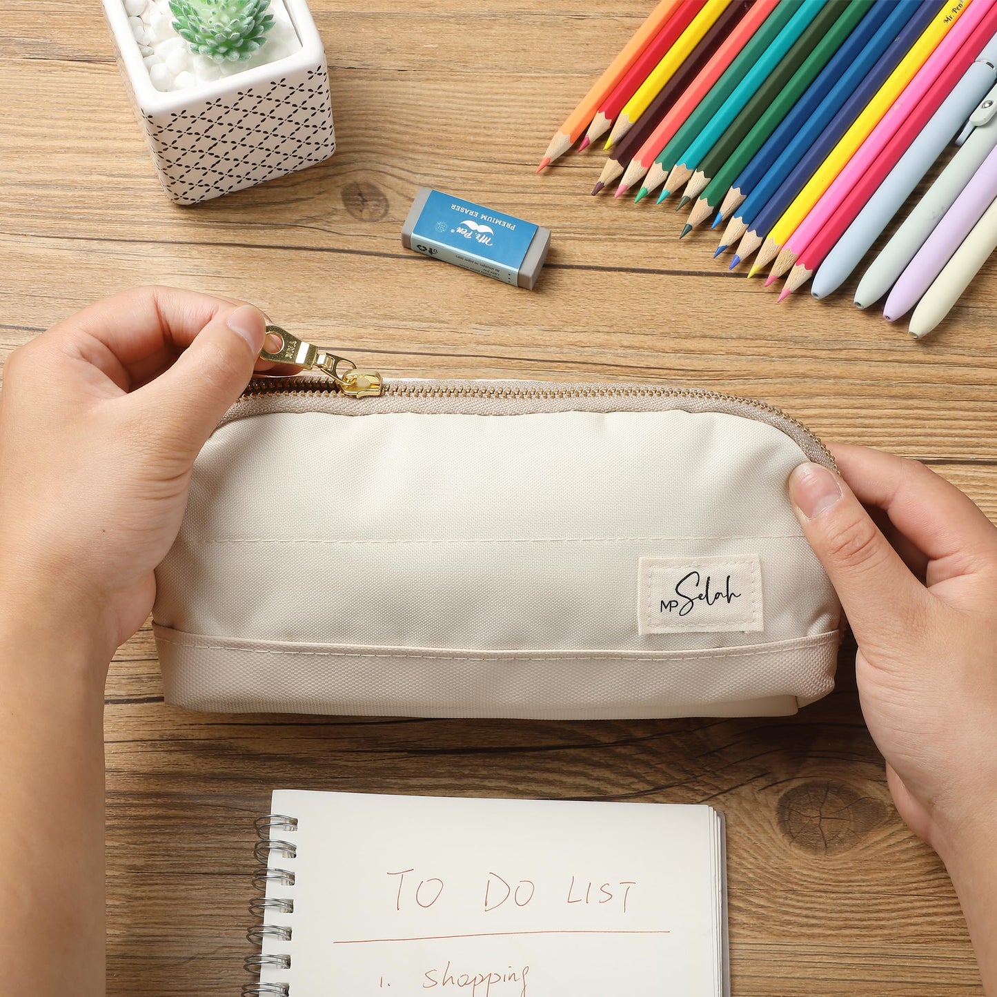 Mr. Pen- School Pencil Case, Cream, Pencil Pouch, Pen Case, Pen Pouch,