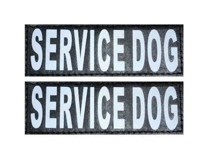 Doggie Stylz Set of 2 Reflective Service Dog Removable Patches with Hook Backing for Working Dog Harnesses & Vests. Durable and Interchangeable - (Large 6" X 2")