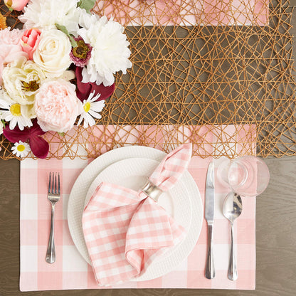 DII Gingham Check Tabletop Collection, Pink, Placemat Set