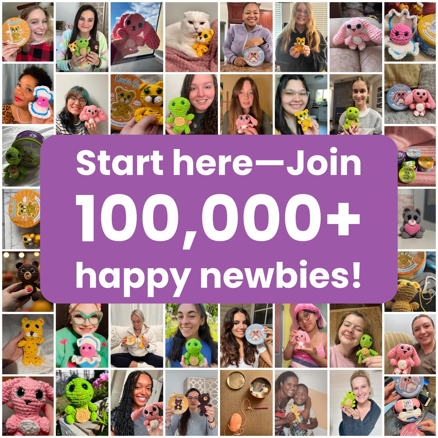 Cookie Box Crochet Kit for Beginners - Learn to Craft Amigurumi Stuffed Animals - Knitting Gift for Kids and Adults - Beginner-Friendly Yarn - Stitch-by-Stitch Video Tutorial - Turtle Hugo