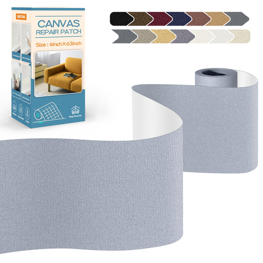 KING MOUNTAIN Canvas Repair Tape,Outdoor Gear Patch, 4×63 Inches,Waterproof,Self-Adhesive for Repairing Boat Covers,Sun Shades,Sofas,Tents,Lounge Chairs,Awnings (Light Grey 2.0)