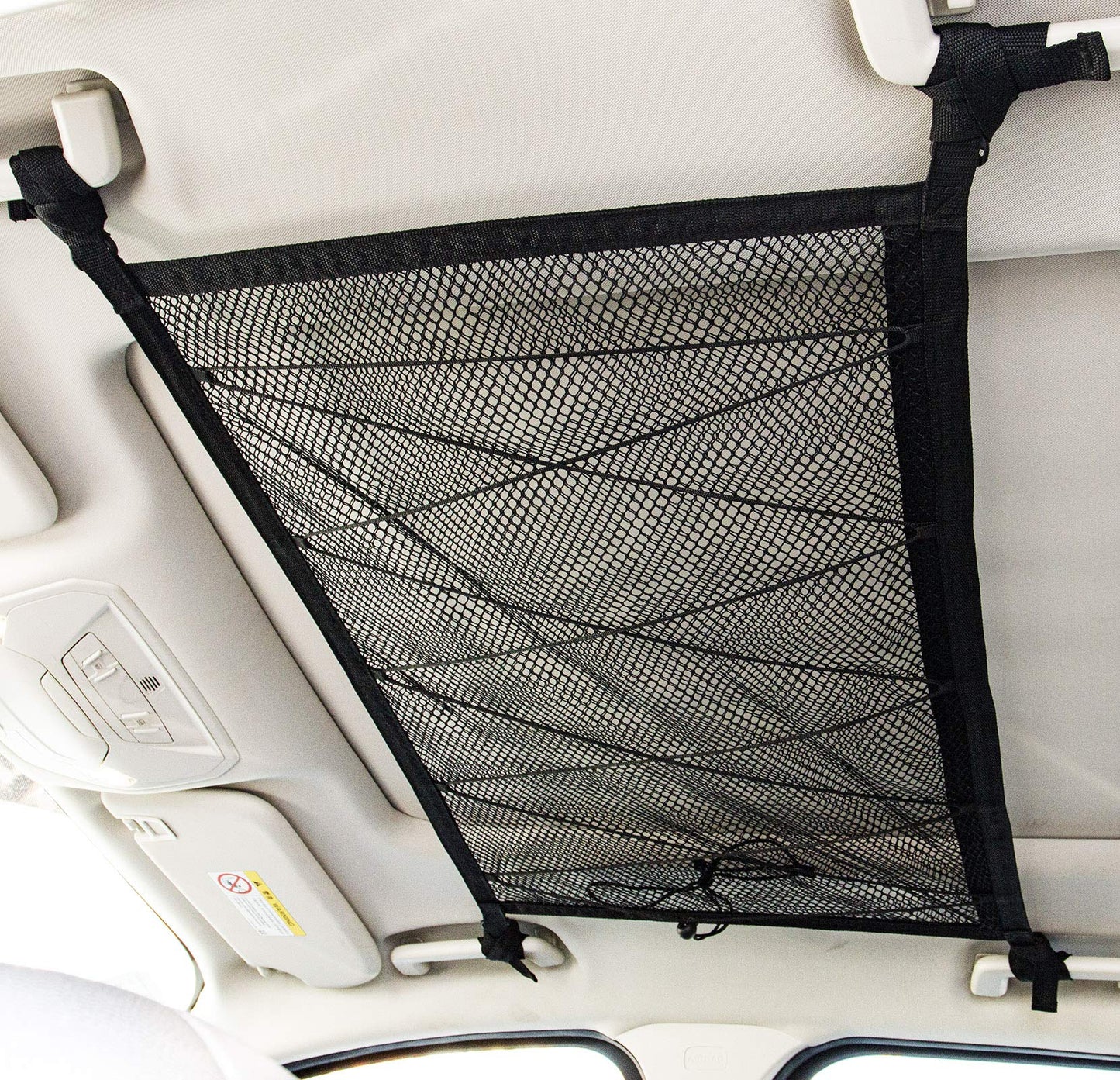 Kaskawise Car Ceiling Cargo Net Pocket,31"x21" Adjustable Double-Layer Mesh SUV Roof Organizer Long Trip Ceiling Storage Net,Car Camping Cargo Net for SUV,Van Life Accessories