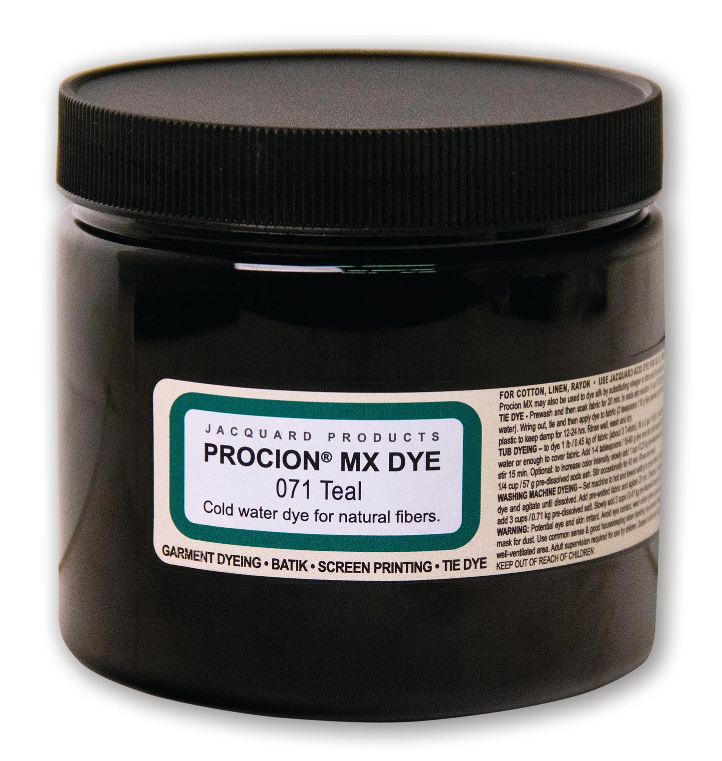 Jacquard Procion MX Tie Dye Powder Teal, 8 Ounce Jar for Fabric and Clothing | Permanent and Washfast