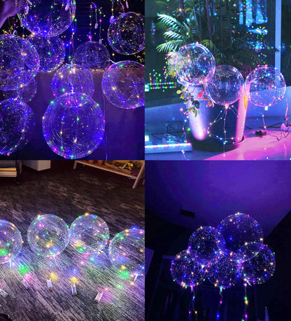 LED Balloons 10 Pack, Light Up Clear Glow Balloons 20 Inches with String Lights for Valentine's Day, Halloween, Christmas, Wedding & Birthday Parties