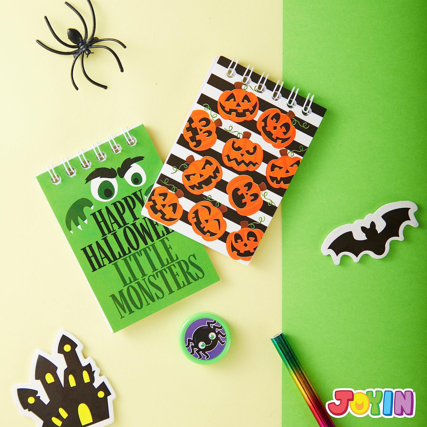 JOYIN 48 PCS Halloween Spooky Notepad Set in 8 Designs, Halloween Note Pads for Kids Trick or Treating, Stationery Prizes and Treats, Goodies Bags Fillers, School Classroom Party Favors Supplies Gifts