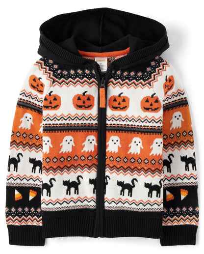 Gymboree,and Toddler Long Sleeve Zip Up Hoodie,Pumpkin Black,7