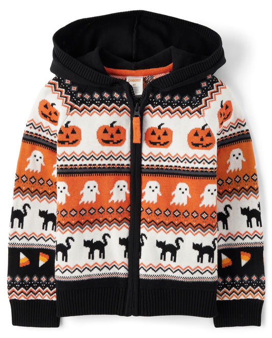 Gymboree,and Toddler Long Sleeve Zip Up Hoodie,Pumpkin Black,7