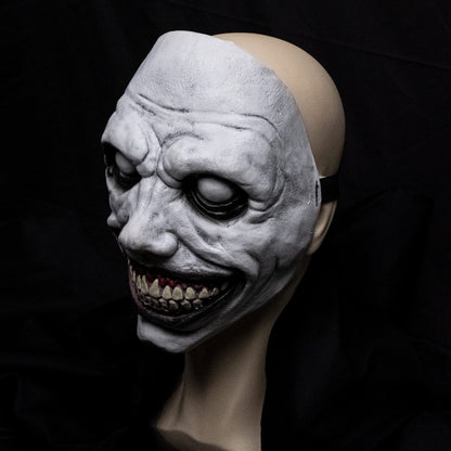 Wellinology Smiling Demon Halloween Scary Mask, Latex Creepy Realistic Ghost Devil Zombie Cosplay Costume Mask Party Props (White Smiling Demon)