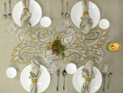 COTTON CRAFT Glitz Handmade Beaded Dining Table Napkin Rings - Set of 12 - Halloween Harvest Autumn Fall Thanksgiving Holiday Christmas Xmas Celebration Festive Party Gift Décor - Gold