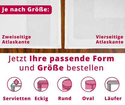 Damask Tablecloth 100% Cotton Gastro Edition White Square 110 x 280 cm Finest Two-Thread Quality Made from High-Quality Ring Yarn