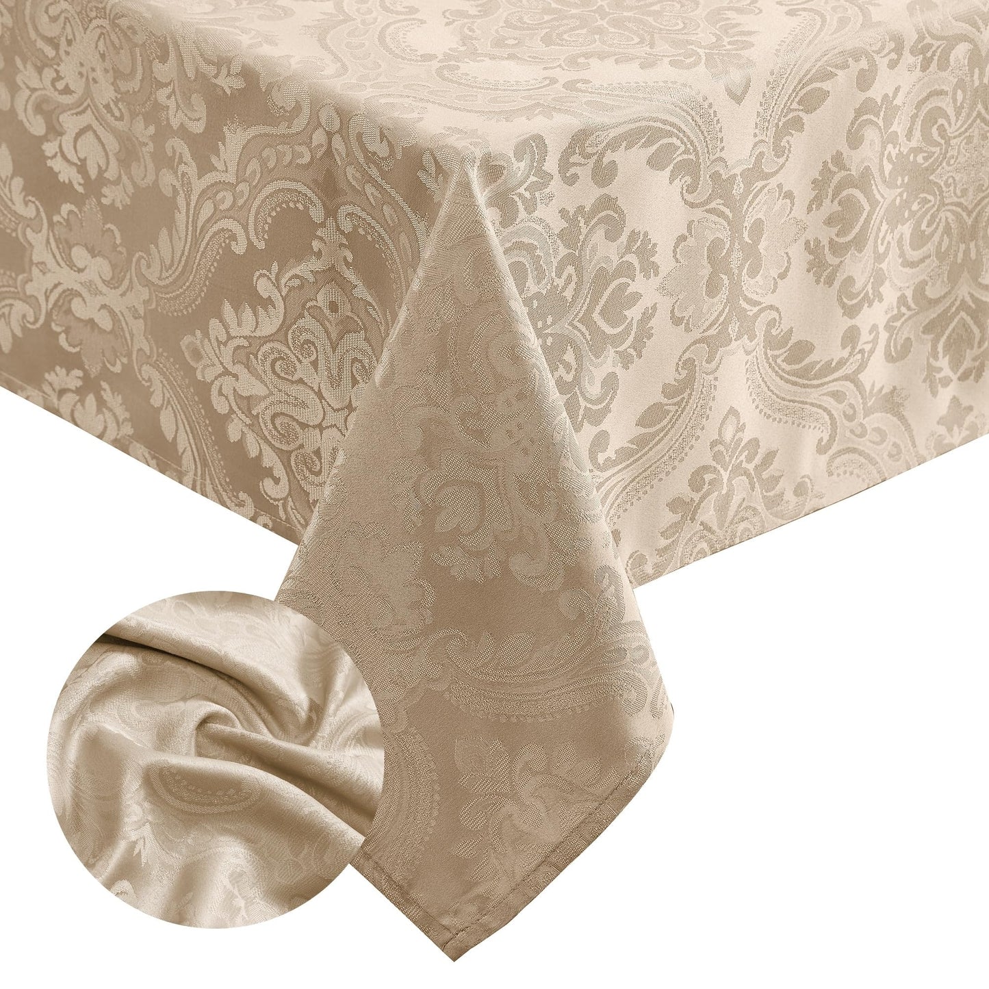 Elrene Home Fashions Caiden Elegance Damask Tablecloth, 60" x 144", Taupe