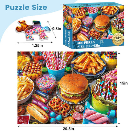 500 Piece Puzzle for Adults, Hamburger Jigsaw Puzzles, Youths Favorite Foods Puzzles 500 Pieces, Birthday and Barious Holiday Party for Family Kids and Adults, Funny Puzzle for Adults, 20.5x15 in
