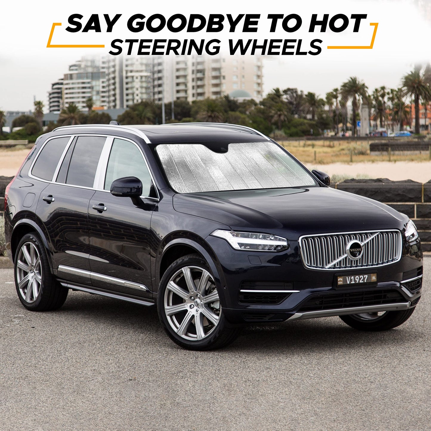 EcoNour Accordion Car Windshield Sun Shade | Car Sun Visor to Protect Harmful UV Rays | Foldable Automotive Windshield Sunshades | Window Sun Blocker to Keep Your Vehicle Cool & Comfort - 58" x 28"