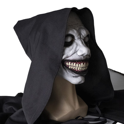 Wellinology Smiling Demon Halloween Scary Mask, Latex Creepy Realistic Ghost Devil Zombie Cosplay Costume Mask Party Props (White Smiling Demon)