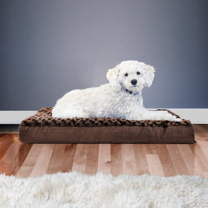 FurHaven Pet Dog Bed | Deluxe Orthopedic Ultra Plush Mattress Pet Bed for Dogs & Cats, Chocolate, Medium