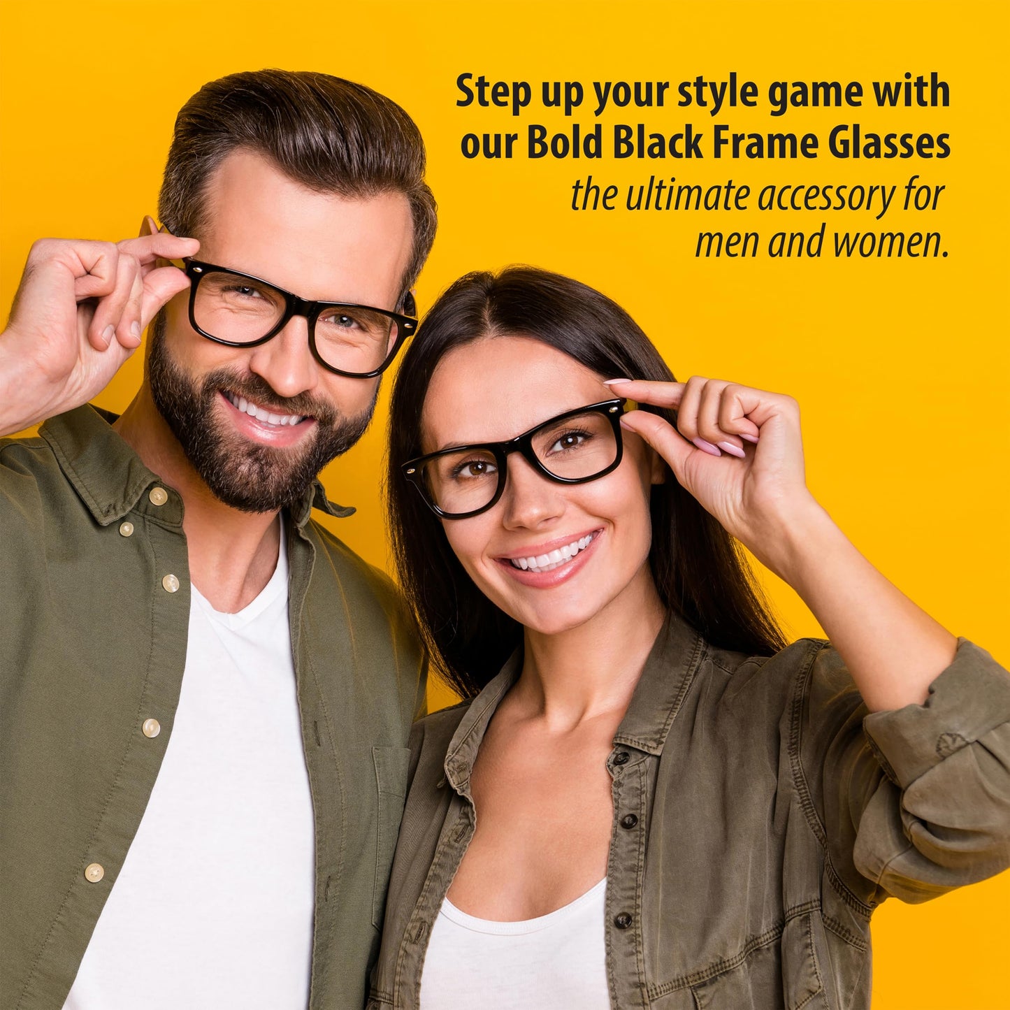 Kangaroo Black Fake Glasses - Classic Hipster Glasses Frames - Retro Clear Non Prescription Nerd Costume Eyeglasses for Men & Women for Halloween Cosplay