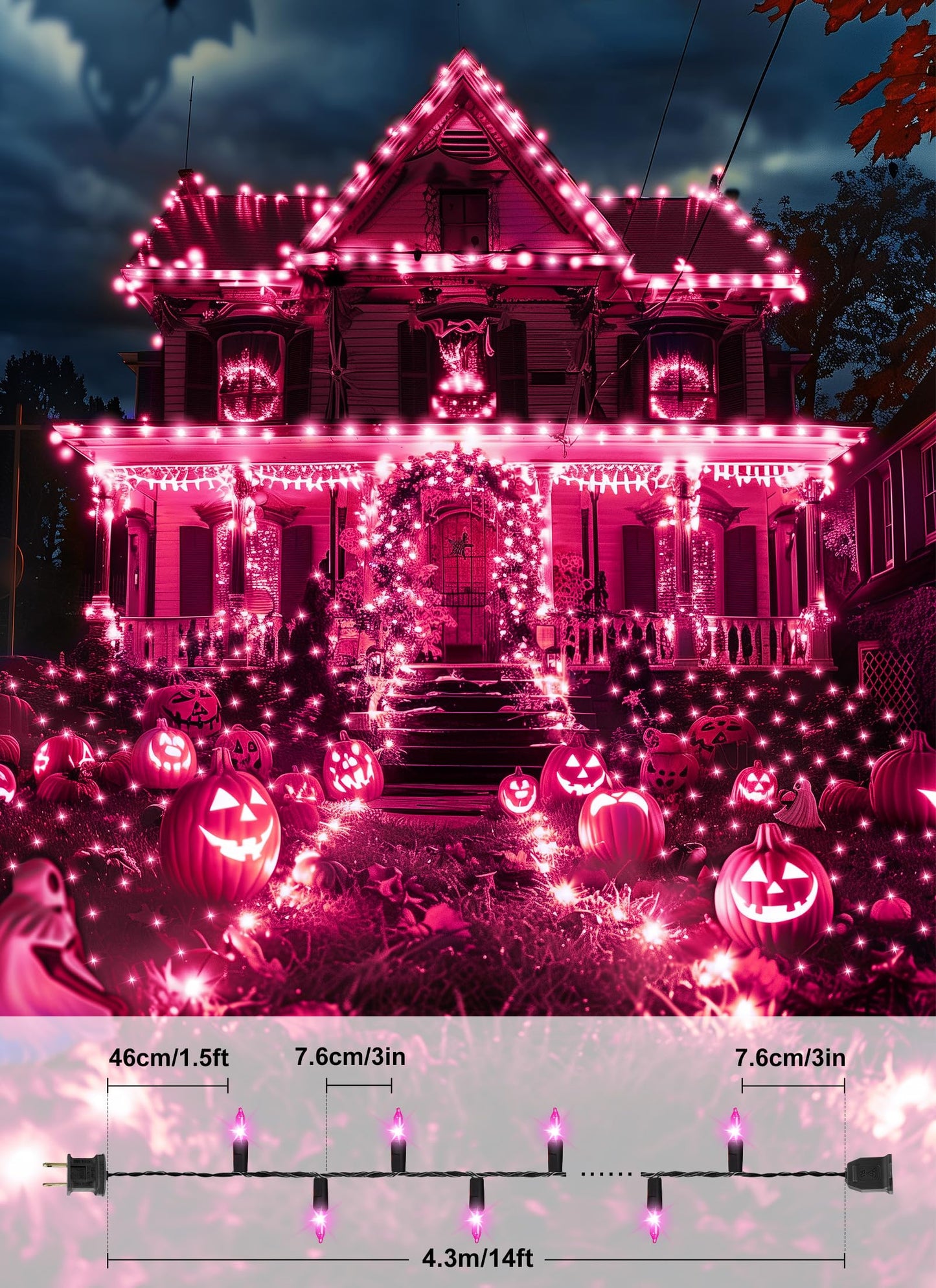 Purple Halloween Mini Lights, 50 Count 13 Feet Incandescent Bulb Mini String Lights, Connectable Halloween Light for Haunted House Ghost Party Holiday Window Indoor Outdoor Decoration, Purple