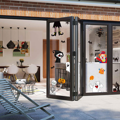 625PCS Halloween Decorations Window Clings - Hallowmas Ghost Spider Bat Pumpkin Monster Peeking Decals Party Supplies Decor