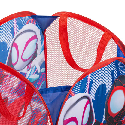 Jay Franco Marvel Spidey & His Amazing Friends Pop Up Hamper - Ghost Spider and Miles Morales Mesh Laundry Basket/Bag with Durable Handles - Storage for Clothes and Toys