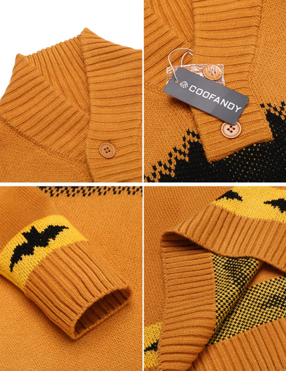 COOFANDY Mens Halloween Sweater Pumpkin Knitted Pullover Funny Winter Sweaters (Pumpkin XL)