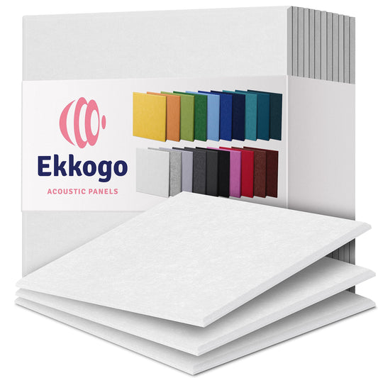 Ekkogo Acoustic Panels 12-Pack Soundproof Wall Panels 12"X12"X0.4" Sound Panels High Density Sound Dampening Panels - [White Square]