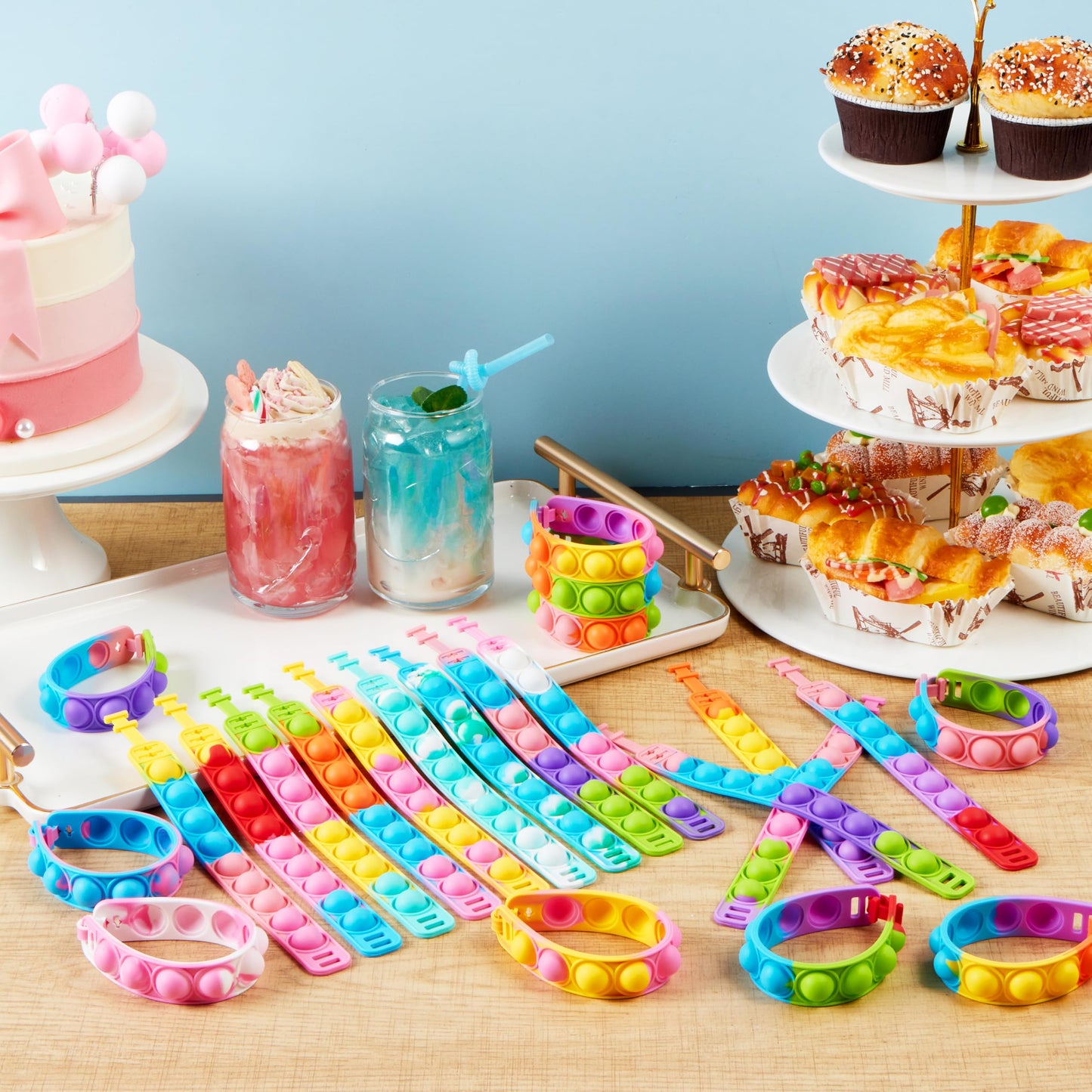 JOYIN Pop Fidget Toys pops Bulk 25 Pack Party Favors for Kids 4-8,8-12 Year, Fidget Bracelets Sensory Toys for Birthday Carnival Halloween Christmas Prizes Gifts Goodie Bags Stuffers for Kids