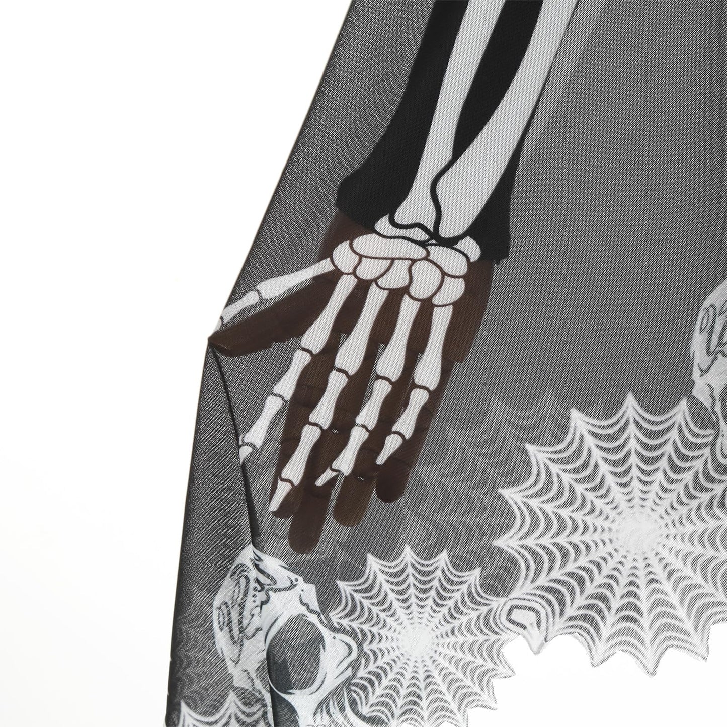 GRAJTCIN Halloween Skeleton Costume for Women Lace Poncho Day of The Dead Costume Plus Size Skull Spider Cape- 3D Skeleton(Black)