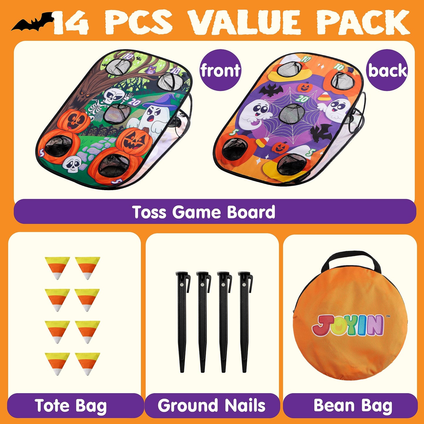 JOYIN Halloween Toss Game Board with Bean Bag for Kids Outdoor Toys, Halloween Party Favor, Beach Yard Outdoor Activities, Family Party Supplies，Camping Outside Play Toy