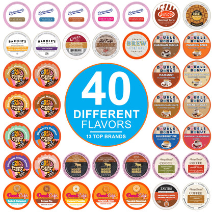 Flavored Coffee Pods Variety Pack for Keurig K Cups Brewers, Assorted Flavored Coffee Sampler, 40 Count