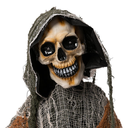 JOYIN 67" Halloween Decorations Outdoor Life Size Animatronics Grim Reaper with Chain, Sound-Actived Party Decor with Creepy Sound, Scary Haunted House Props for Garden Yard Lawn
