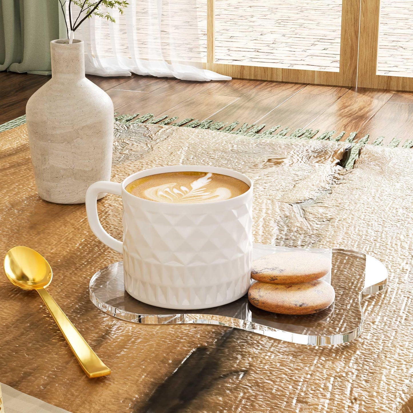 Leadiy Acrylic Coaster Decorative Plates, Irregular Bar Drink Coaster, Clear Cloud Shape Coffee Cup Coaster, Perfect for Tabletop Protection and Accessories Display.(Clear)