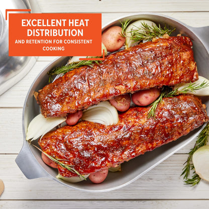 IMUSA USA Heavy Duty Cajun Oval Aluminum Roaster 15, Silver