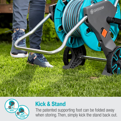 Gardena (18515) CleverRoll (1/2" Medium) Frost-Proof Hose Cart, Includes 66' 1/2" Hose, for Convenient Hose Storage and Watering, Hose Included