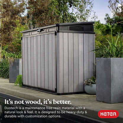 Keter Outdoor Storage Box & Shed for House, Patio & Yard, Elite Store, 4.6 x 2.7 Ft, Gray - Portable Utility Deck and Cabinet for Tools, Equipment, and Garbage