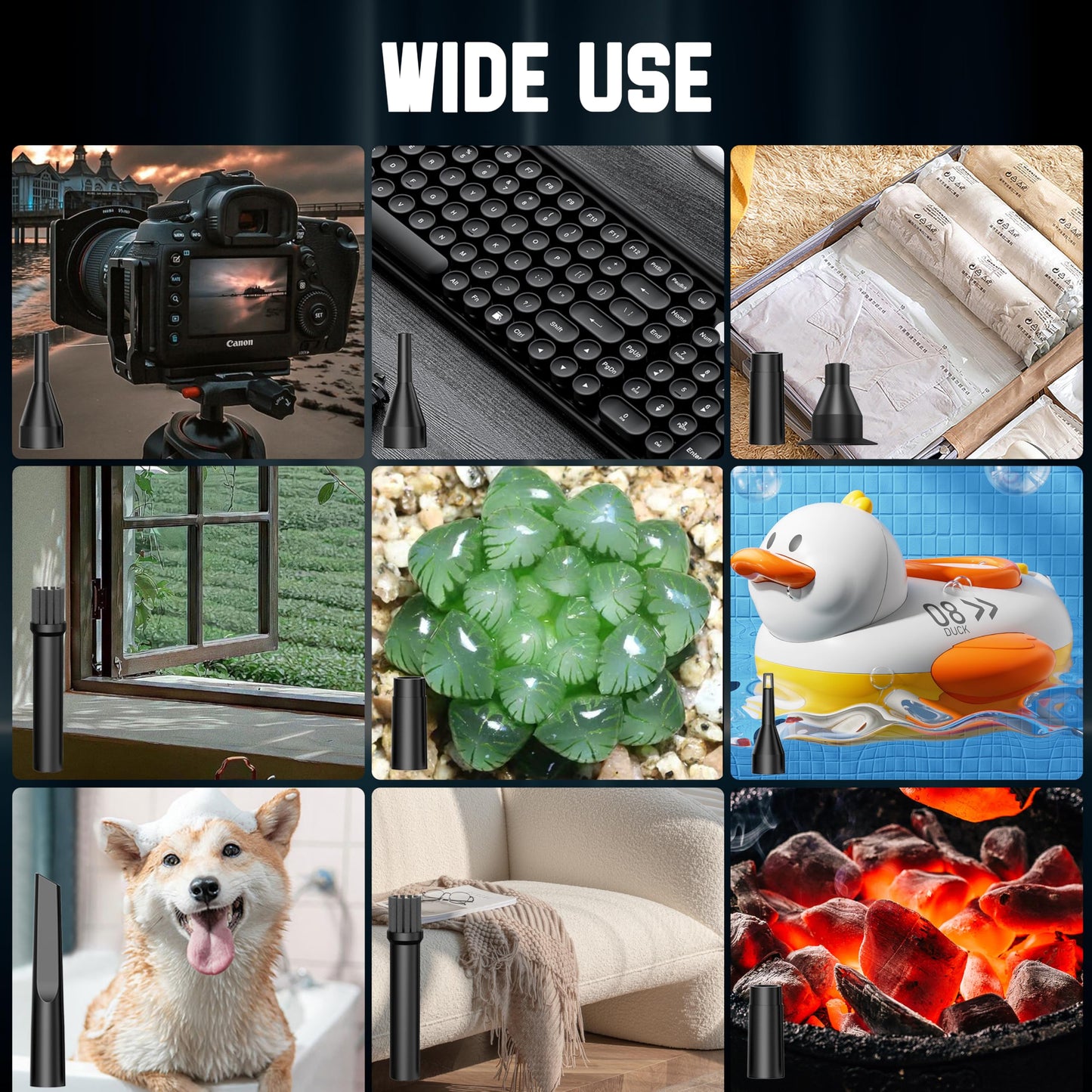 Compressed Air Duster-Cordless Air Blower-Electric Air Duster for Cleaning Keyboard PC-Air Cleaning Kit-3 Speed Duster Cleaner with LED-Light-no Canned air dusters-car Dusters