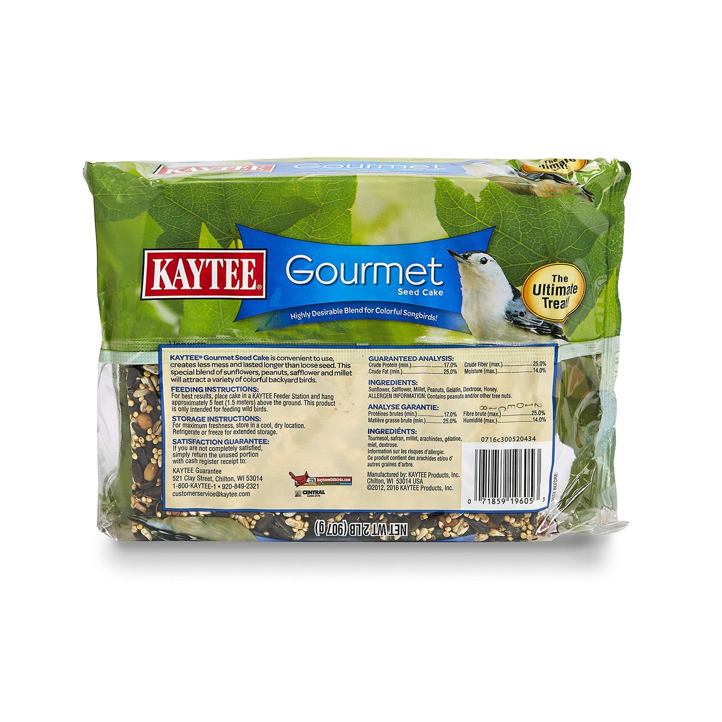 Kaytee Wild Bird Gourmet Seed Cake, 2 Pound, 6 Pack