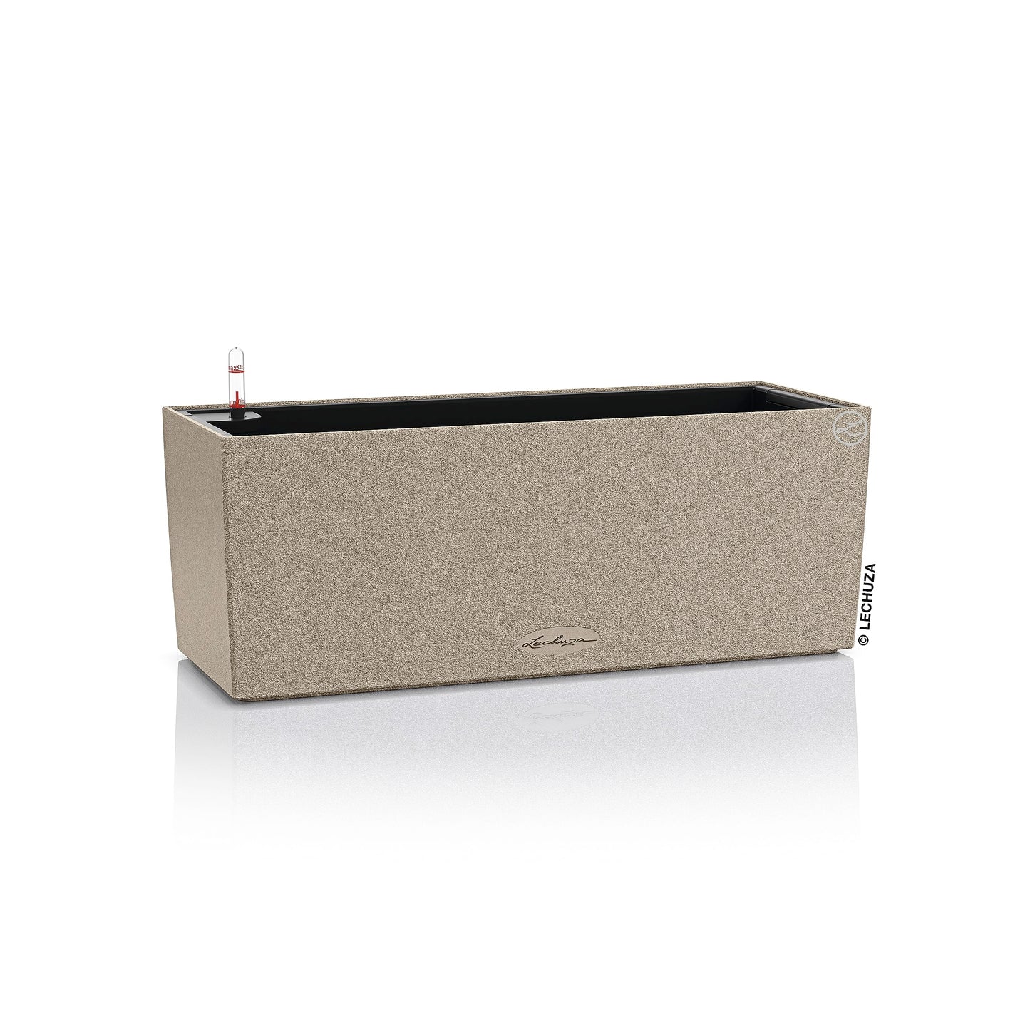 Lechuza 15651 Balconera Stone 50 Self-Watering Garden Planter for Indoor and Outdoor Use, 20" x 7" x 7", Sandy Beige