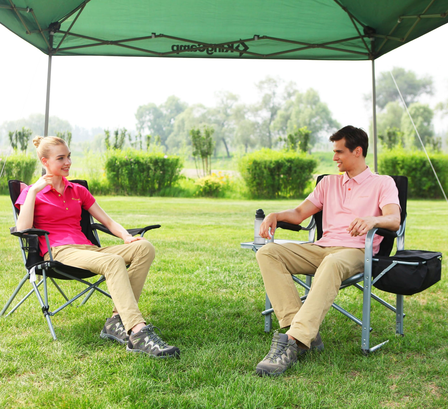 KingCamp Heavy Duty Camping Director Chair Outdoor Folding Chairs for Adults Oversized Camp Chair with Side Table, Cooler Bag, Padded Arms, for Fishing Sports Beach Picnic, Iron, Support 330lbs